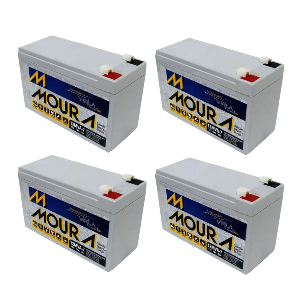Kit 4 Baterias Moura 12V 7Ah para NoBreak | Pronta Entrega